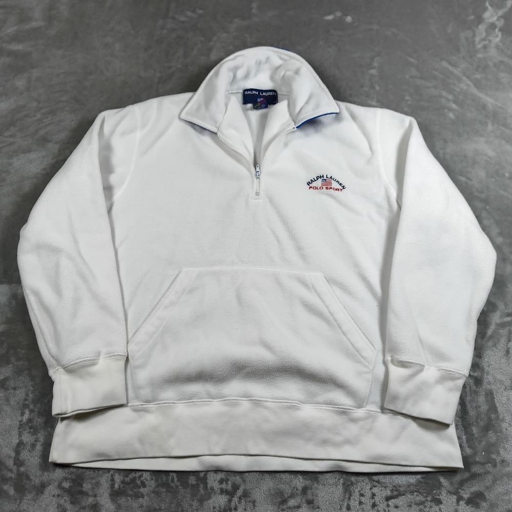 Vintage Ralph Lauren Polo Sport Fleece Sweatshirt Men Small Quarter Zip USA Flag